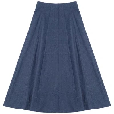 Spades Stretch Pull-on Elastic Waist Midi Skirt In Blue