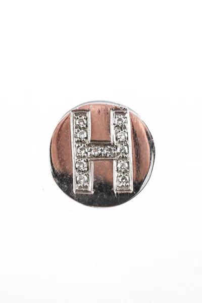 Spallanzani Sterling Silver Diamond Initial H Letter Magnetic Round Charm