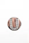 Spallanzani Sterling Silver Diamond Initial U Letter Magnetic Round Charm In Silver