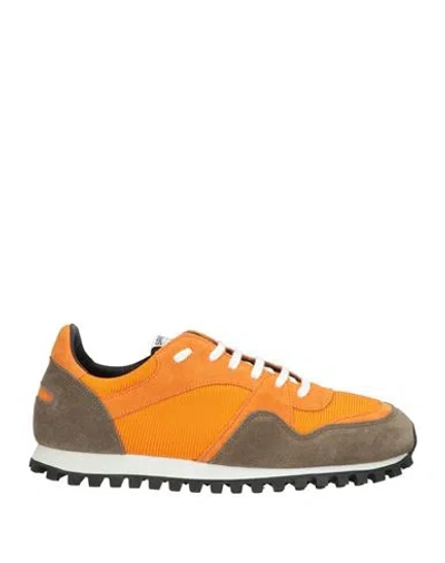 Spalwart Man Sneakers Orange Size 8 Leather, Textile Fibers