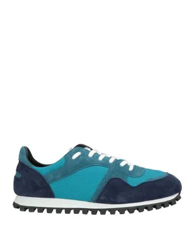Spalwart Man Sneakers Turquoise Size 9 Soft Leather, Textile Fibers In Blue