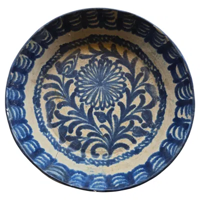 Pre-owned Spanish Manufactory Spanish Blue & White Pottery Bowl