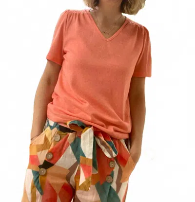 Spanner Basic V-neck Short Sleeve Tee In Orange