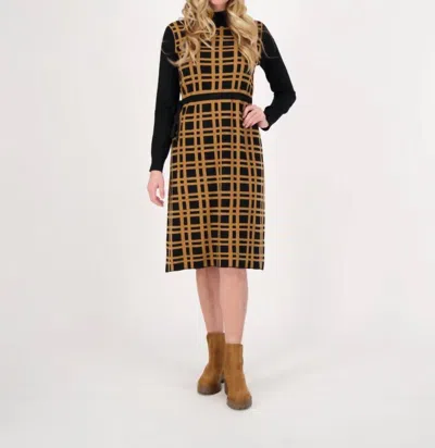 Spanner Cyclades Sweater Dress In Black/beige In Brown