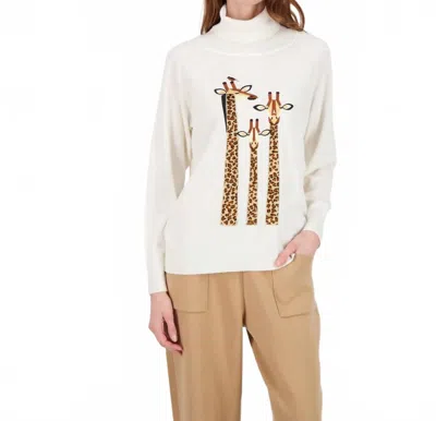 Spanner Giraffe Turtle Neck Top In Ivory In White