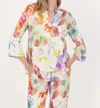 Spanner Linen Ruffle Blouse In Wild Flowers In Multi