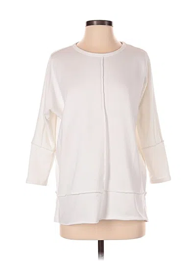 Pre-owned Spanx 3/4 Sleeve Top Ivory Crew Neck Tops In White