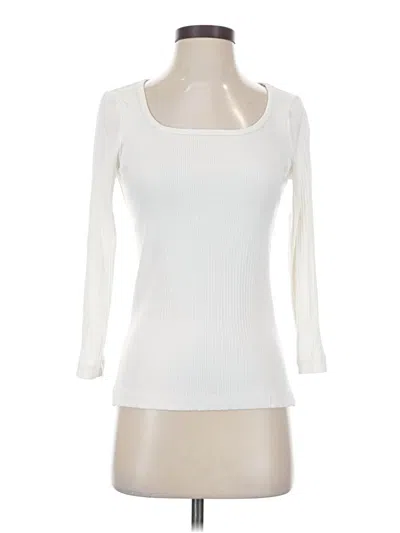 Pre-owned Spanx 3/4 Sleeve Top Ivory Scoop Neck Tops In White
