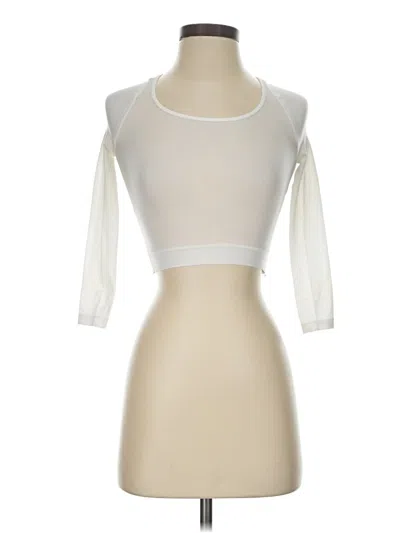 Pre-owned Spanx 3/4 Sleeve T-shirt In Ivory