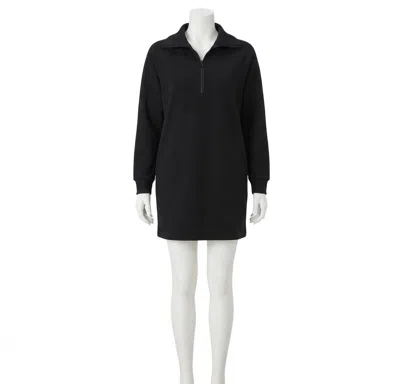 Spanx Air Essentials Half Zip Dress In Very Black