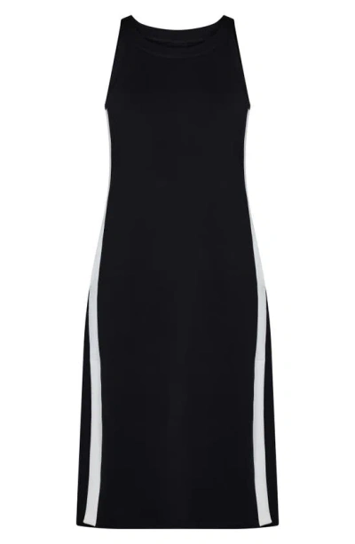 Spanx Aire Side Stripe Dress In Very Black