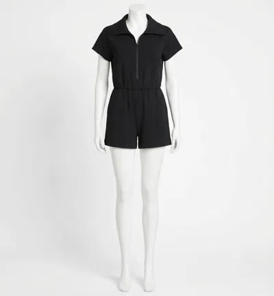 Spanx Airessentials Half Zip Romper In Very Black