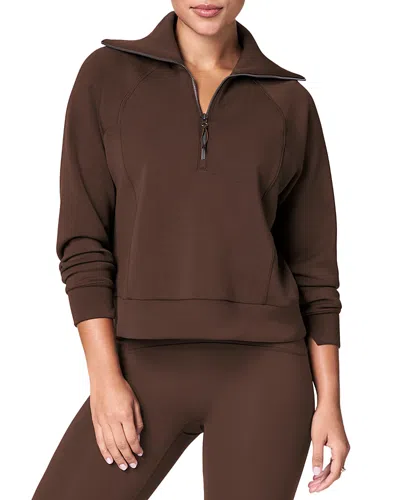 Spanx Airessentials Half Zip Sweatshirt In Espresso