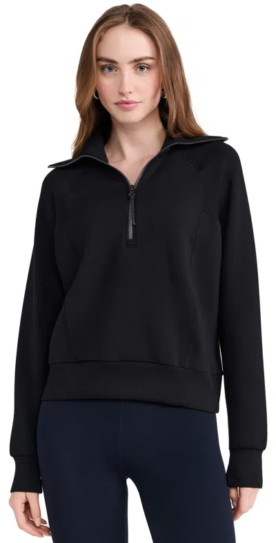 SPANX AIRESSENTIALS HALF ZIP SWEATSHIRT VERY BLACK