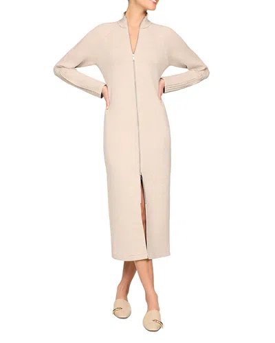 Spanx Airessentials Pintuck Zip Front Maxi Dress In Bone Heather