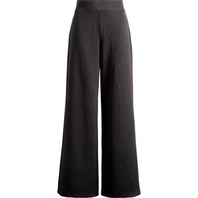 Spanx Airessentials Shimmer Wide Leg Pants In Very Black Gunmetal