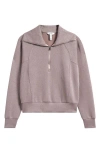 Spanx Airessentials Shine Half Zip Sweatshirt In Smoke Silver