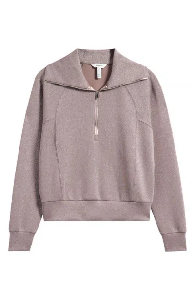 Spanx Airessentials Shine Half Zip Sweatshirt In Smoke Silver