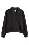 Spanx Airessentials Shine Half Zip Sweatshirt In Very Black Gunmetal