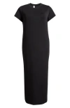 Spanx Airessentials Stripe Side Slit Maxi Dress In Very Black