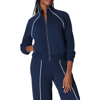 Spanx Airpique Track Jacket In Blue