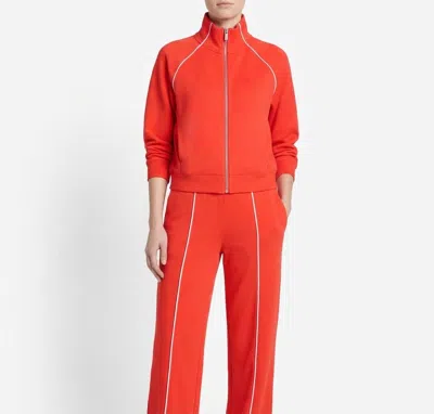Spanx Airpique Track Jacket In Poppy In Red
