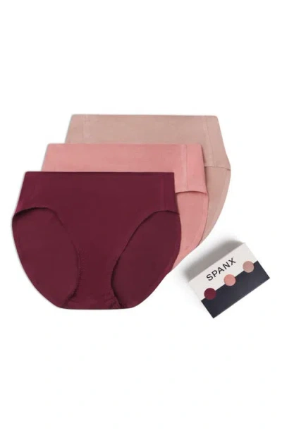 Spanx ® Assorted 3-pack High Cut Cotton Blend Briefs In Multi