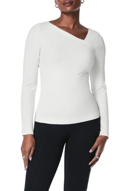 Spanx ® Asymmetric Neck Rib T-shirt In Powder