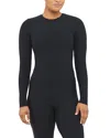 Spanx Bare Essentials Contour Long Sleeve Crewneck Tee In Very Black