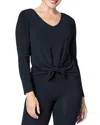 Spanx Better Base Long Sleeve Tie Back Top In Very Black