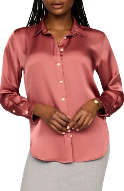 Spanx ® Better Than Silk Button-down Shirt In Pink