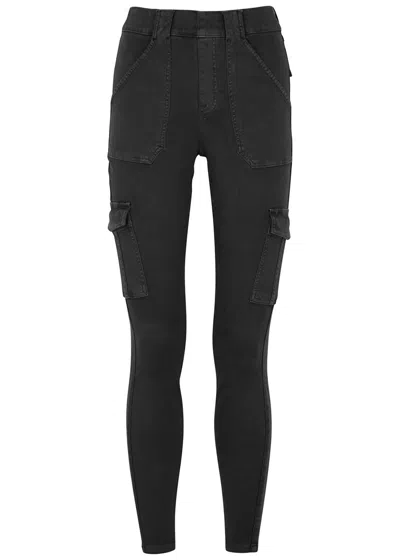 Spanx High Waisted Cargo Pant In Washed Black