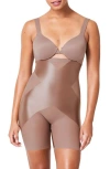 Spanx High-rise Booty-lifting X Mid-thigh Shorts In Cafe Au Lait