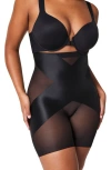 Spanx Open-bust X Mid-thigh Bodysuit In Very Black