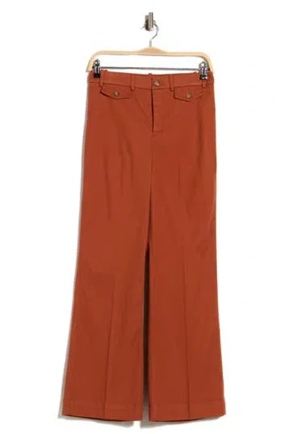 Spanx ® Button Pocket High Waist Flare Leg Pants In Brown