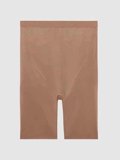 Spanx Cafe Au Lait Brown Nude Shapewear Firming High-waisted Mid-thigh Shorts