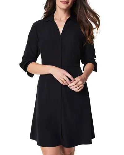 Spanx Carefree Crepe Collared Shirt Dress In Black