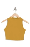 Spanx Contour Rib Mock Neck Crop Tank In Honey Mustard