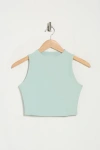 Spanx Contour Rib Mock Neck Crop Tank In Morning Mist