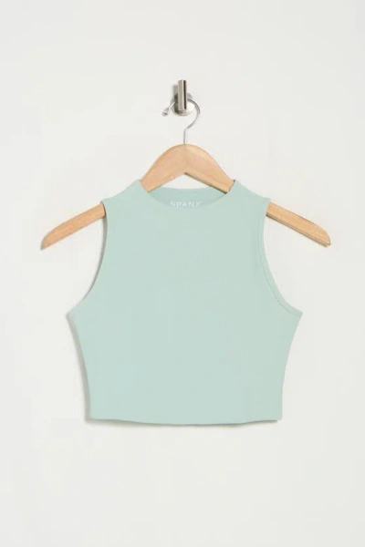 Spanx Contour Rib Mock Neck Crop Tank In Morning Mist