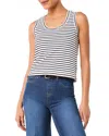 Spanx Cool Cotton Striped Tank Top In Black Mariner Stripe