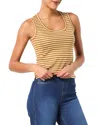 Spanx Cool Cotton Striped Tank Top In Bold Stripe Flax/powder