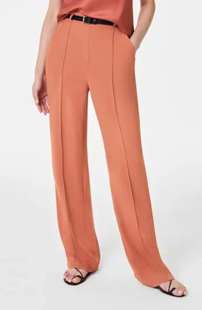 Spanx ® Crepe Straight Leg Pants In Brown