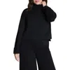 Spanx ® Cuffed Sleeve Crop Turtleneck Sweatshirt In Black