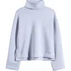 Spanx ® Cuffed Sleeve Crop Turtleneck Sweatshirt In Blue