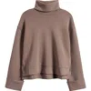 Spanx ® Cuffed Sleeve Crop Turtleneck Sweatshirt In Brown