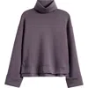 Spanx ® Cuffed Sleeve Crop Turtleneck Sweatshirt In Gray