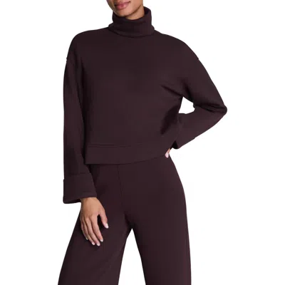 Spanx ® Cuffed Sleeve Crop Turtleneck Sweatshirt In Truffle Brown
