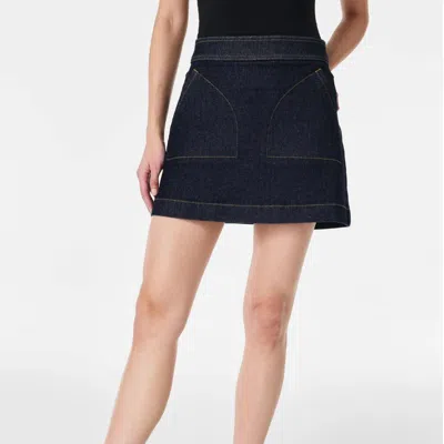 Spanx Denim Mini Skirt In Raw Indigo In Blue