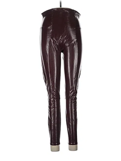 Pre-owned Spanx Faux Leather Pants In Burgundy